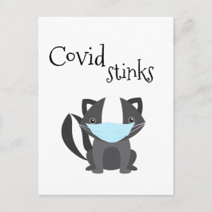 Covid Stinks Funny Skunk Quarantine Face Mask Postcard