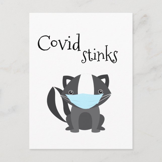 Covid Stinks Funny Skunk Quarantine Face Mask Postcard (Front)
