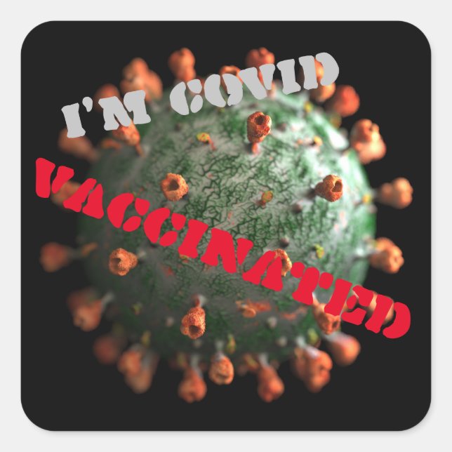 Covid vaccinated square sticker (Front)