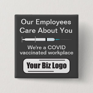 COVID Vaccinated Workplace Dark Background Button