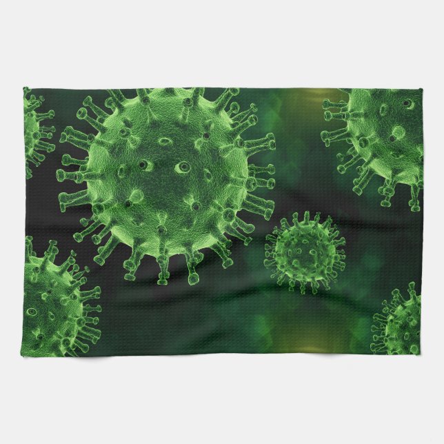 Covid Virus Pathogen Infection Tea Towel (Horizontal)