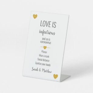 Covid Wedding Precautions Safety Sign white gold