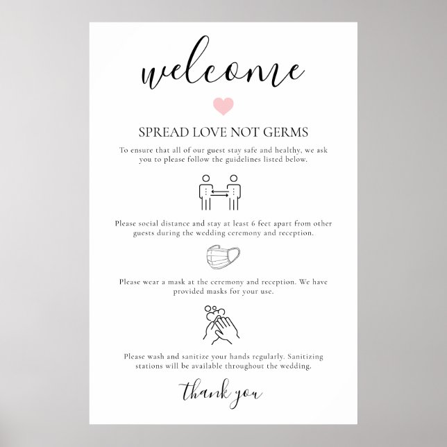 Covid Wedding Safety Rules Welcome Sign (Front)