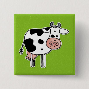 cow 15 cm square badge