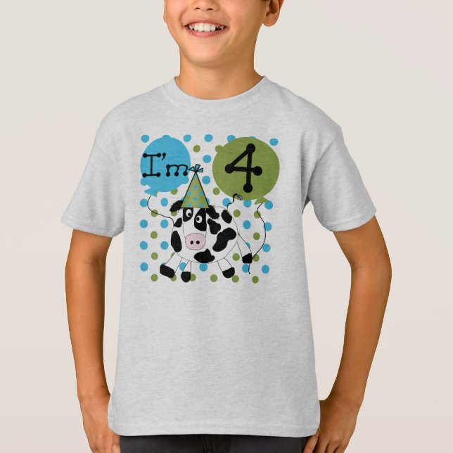 Cow 4th Birthday T-Shirt (Front)