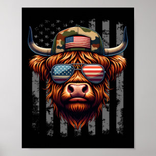 Cow 4th July Usa Flag Dad Father America Men Boys  Poster