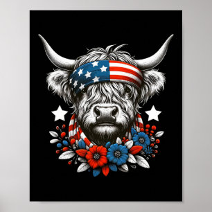 Cow 4th Of July American Flag Independence Day  Poster