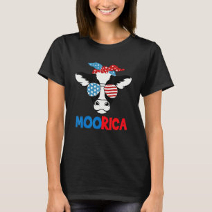 Cow 4th Of July Idea Moorica Men Women Usa Flag Fa T-Shirt
