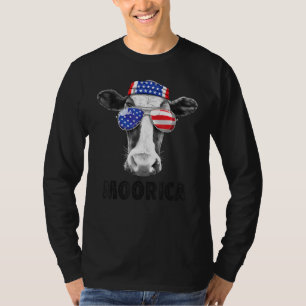 Cow 4th Of July Moorica Merica Men American Flag S T-Shirt
