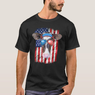 Cow 4th Of July Moorica Merica Men Women Usa Flag T-Shirt