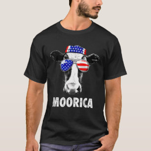 Cow 4th Of July Moorica Merica Men Women Usa Flag T-Shirt