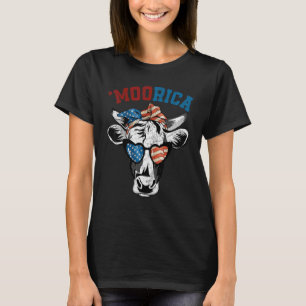 Cow 4th Of July  Moorica Merica Men Women Usa Flag T-Shirt