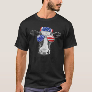 Cow 4th of July Moorica Merica Men Women USA Flag T-Shirt