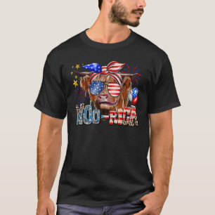 Cow 4th of July USA Flag Sunglasses A Moo Rica T-Shirt