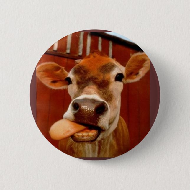 cow 6 cm round badge (Front)