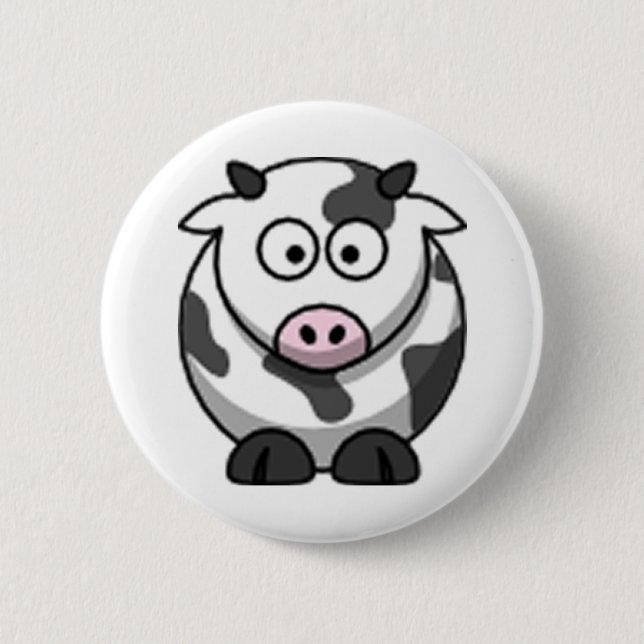 cow 6 cm round badge (Front)