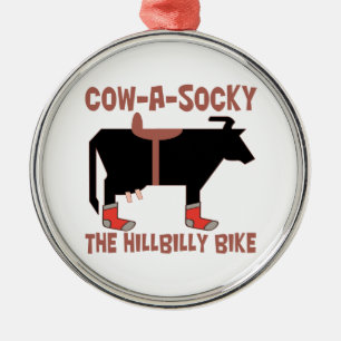 Cow-A-Socky The HillBilly Bike Metal Tree Decoration