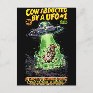 Cow Abducted by a UFO #1 Holiday Postcard