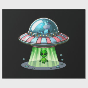 Cow Abducting Alien Wrapping Paper