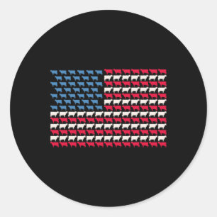 Cow American Flag Heifer Us 4th Of July Farm Cattl Classic Round Sticker