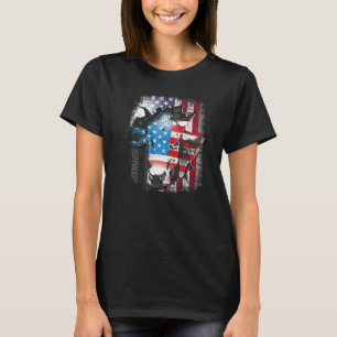 Cow American Flag Heifer US 4th Of July Farm Cattl T-Shirt