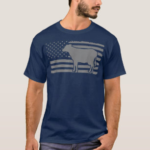 Cow American Flag with Cow Vintage Look Patriotic T-Shirt