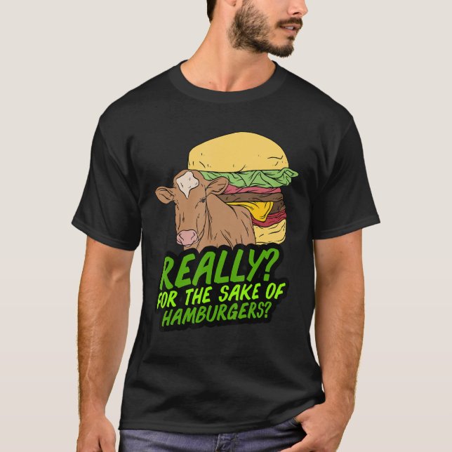 Cow And Burger Vegan T-Shirt (Front)
