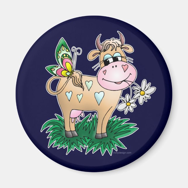 Cow and Butterfly Magnet (Front)