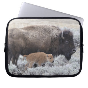 Cow and Calf Bison, Yellowstone 2 Laptop Sleeve