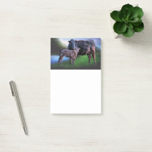 Cow and Calf by a Tranquil Lake in Rolling Hills Post-it Notes
