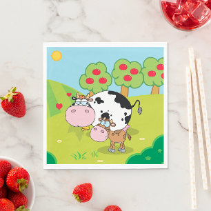 Cow and Calf Farm Scene Napkin