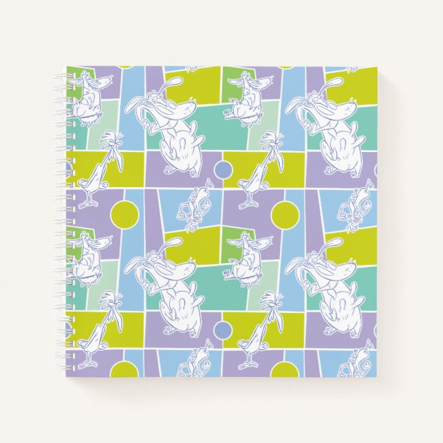 Cow and Chicken Colour Block Pattern Notebook (Front)