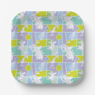 Cow and Chicken Colour Block Pattern Paper Plate