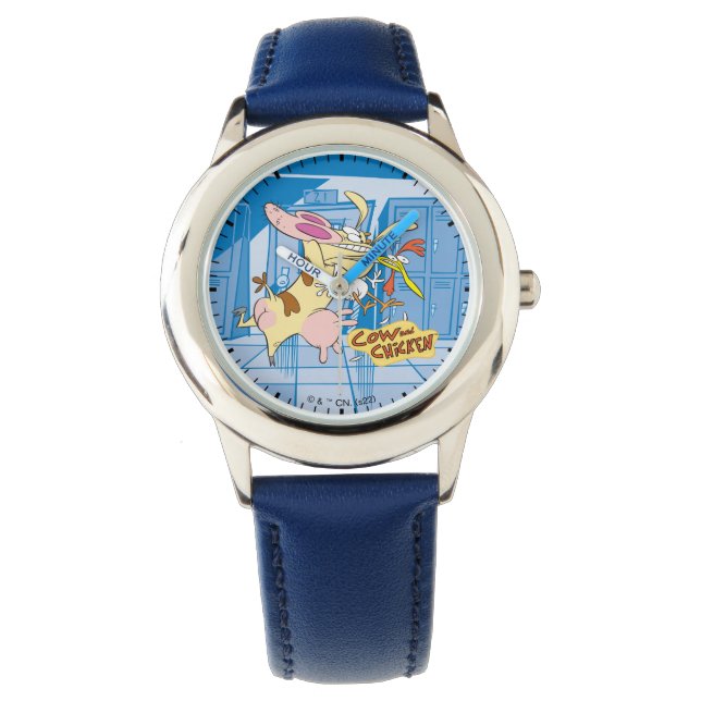 Cow and Chicken Hug Graphic Watch (Front)