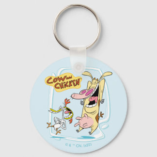 Cow and Chicken Laughing Graphic Key Ring