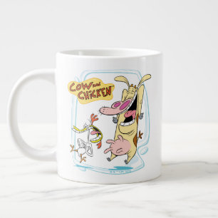 Cow and Chicken Laughing Graphic Large Coffee Mug
