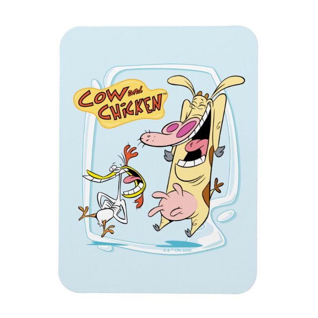 Cow and Chicken Laughing Graphic Magnet (Vertical)