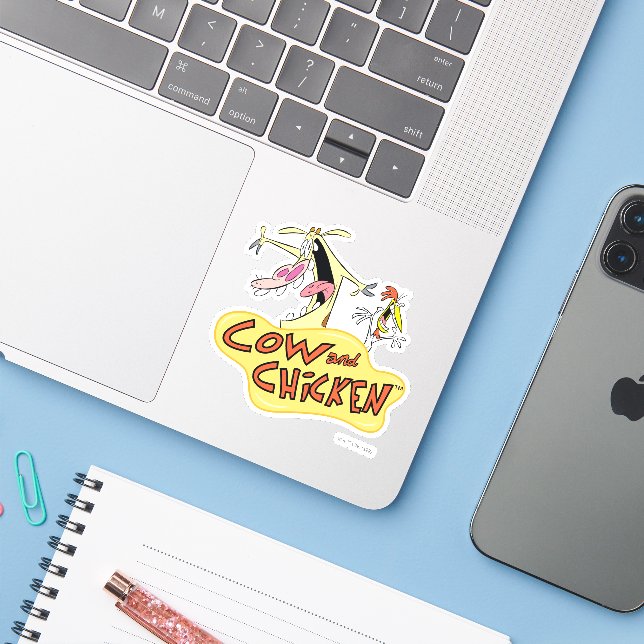 Cow and Chicken Logo Graphic (Laptop w/ iPhone)