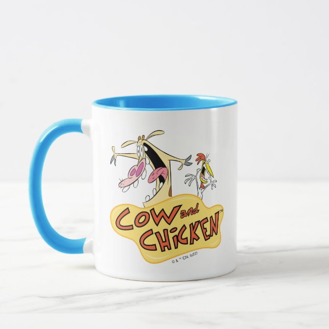 Cow and Chicken Logo Graphic Mug (Left)