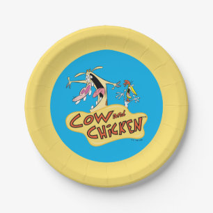 Cow and Chicken Logo Graphic Paper Plate