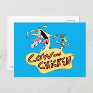 Cow and Chicken Logo Graphic Postcard