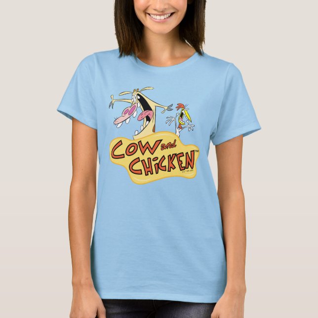 Cow and Chicken Logo Graphic T-Shirt (Front)