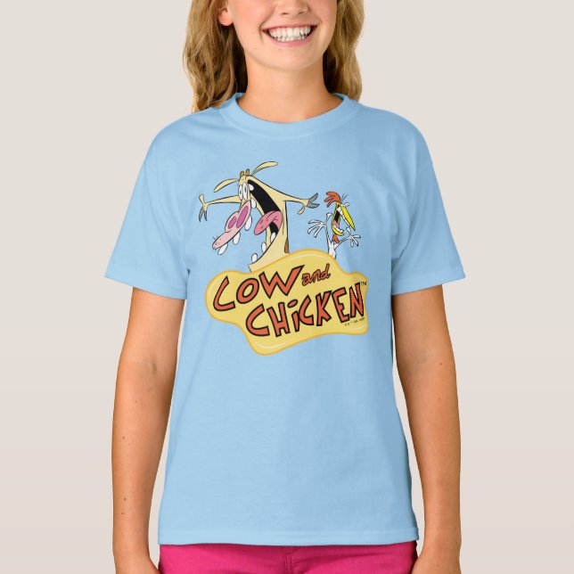 Cow and Chicken Logo Graphic T-Shirt (Front)