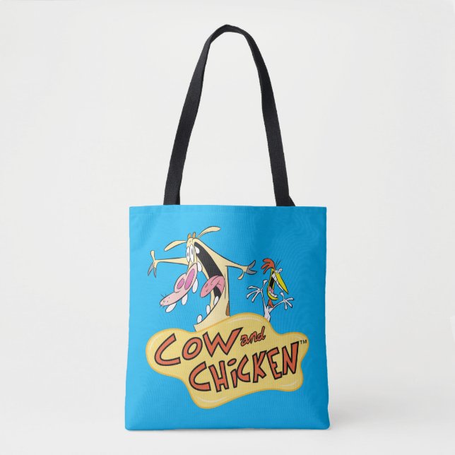 Cow and Chicken Logo Graphic Tote Bag (Front)