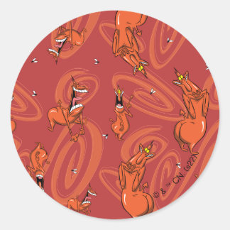 Cow and Chicken Red Guy Pattern Classic Round Sticker
