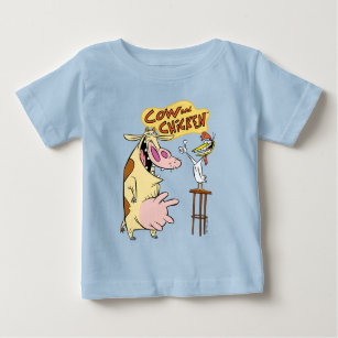 Cow and Chicken Smiling Graphic Baby T-Shirt