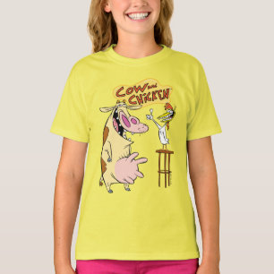 Cow and Chicken Smiling Graphic T-Shirt