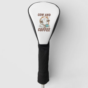 Cow and Coffee Png, Funny Western Girl Golf Head Cover