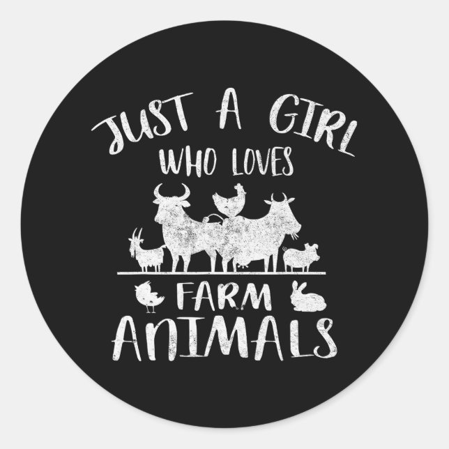 Cow And Goat Lover Just A Girl Who Loves Farm Classic Round Sticker (Front)