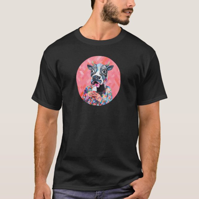 Cow And Ice Cream Augmented Reality T-Shirt (Front)